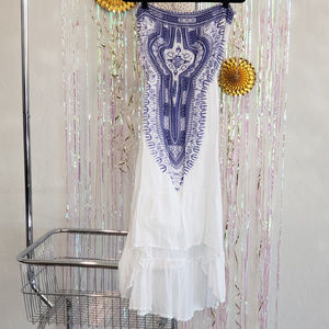 Strapless high/low dress, white, L/XL